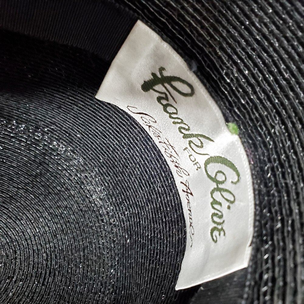 Frank Olive | Black Straw Bucket Hat / High Crown Size S - Picture 4 of 9